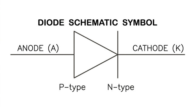 Diode Schematic Symbol with Anode and Cathode Labels.