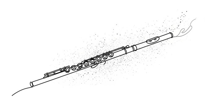 Musical Instrument Flute Illustration with Splashes.