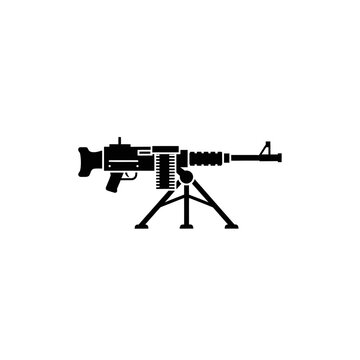Machine gun on a tripod stand.