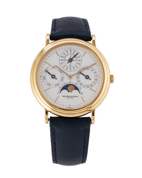 Vacheron Constantin self-winding watch, Patrimony Perpetual Calendar model, reference 43031_3, yellow gold case with white dial. Milan. Italy_September 11, 2025