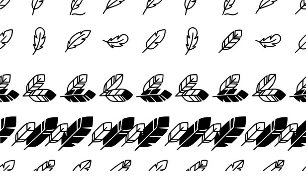 Seamless feather pattern vector illustration decorative bird plume set isolated on white background