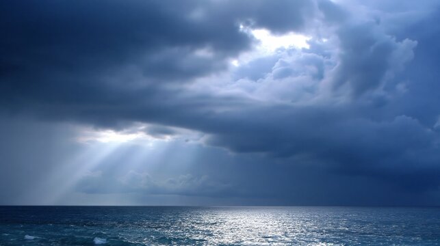 Super El Nino Causes Stormy Clouds Over the Ocean in a Coastal Area