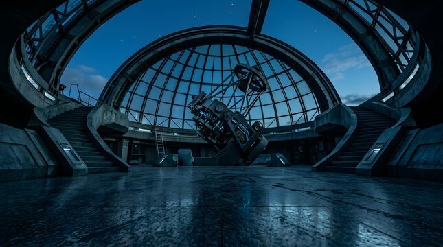 Abandoned Sci-Fi Atrium Interior Grand Futuristic Architecture Scene