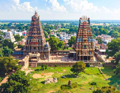 Sri Ranganathaswamy Temple Srirangam Largest Temple Complex Multi Gopuram Colorful Architecture Tamil Nadu