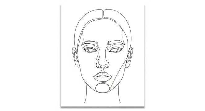 Outline of a Human Face with Measurement Lines.