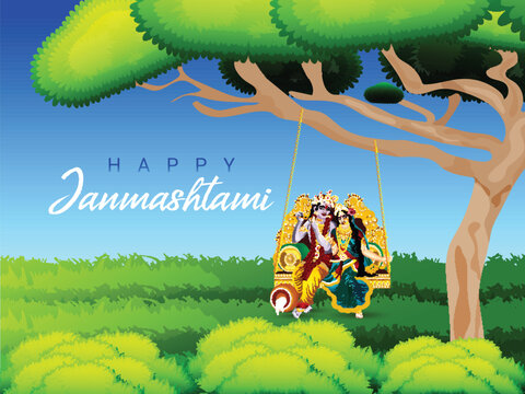 Creative design of happy janmashtami