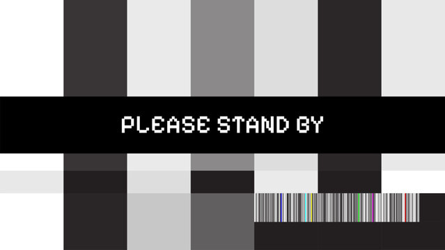 Grayscale TV Error Screen no Signal - Emergency Broadcast Warning	