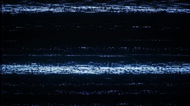 Vintage CRT screen showing heavy VHS static noise, severe signal distortion, and sharp horizontal glitches that turn into abstract soundwaves. Ideal for retro tech, horror, and bad tracking fx.