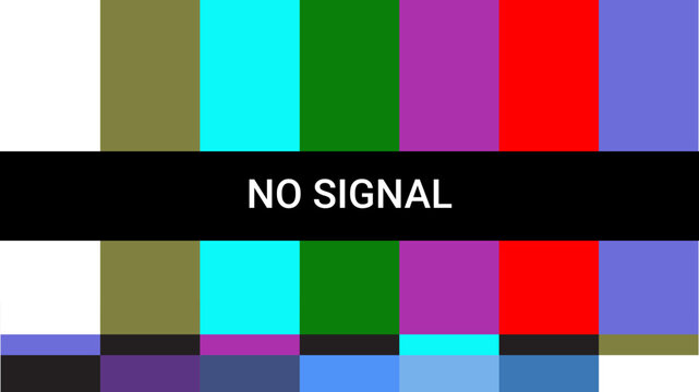 Vibrant Retro TV Error Screen no signal - Emergency Broadcast Warning