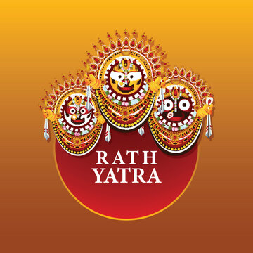 Happy rath yatra celebration for lord jagannath balabhadra and subhadra vector illustration