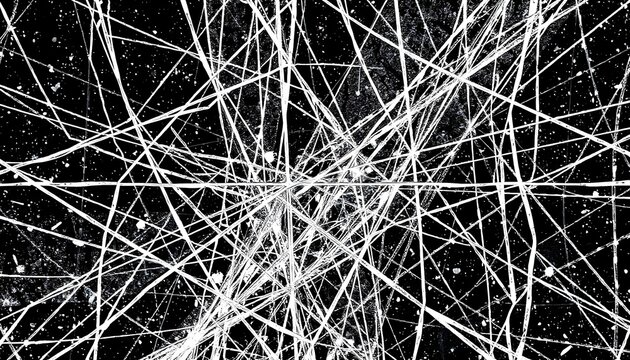 Black and white photo of a bunch of wires, tangled electrical cable mesh background, complex network system infrastructure industry