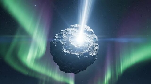 Meteorite Impact with Aurora Borealis - Cosmic Collision and Northern Lights Display.