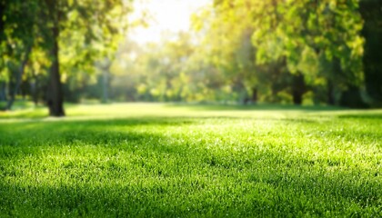 Fototapeta premium fresh green grass background in sunny summer day in park