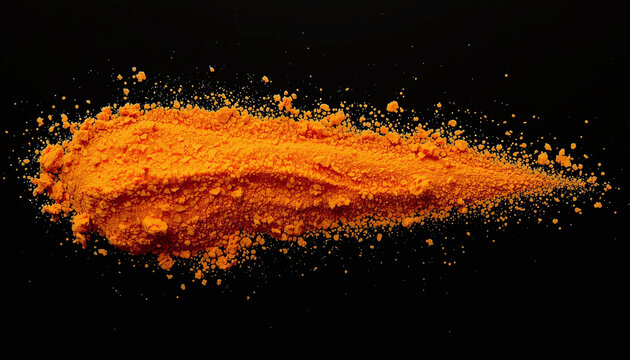Potassium dichromate orange &ndash; vivid orange solution and orange crystalline powder on plain black background, chemistry concept