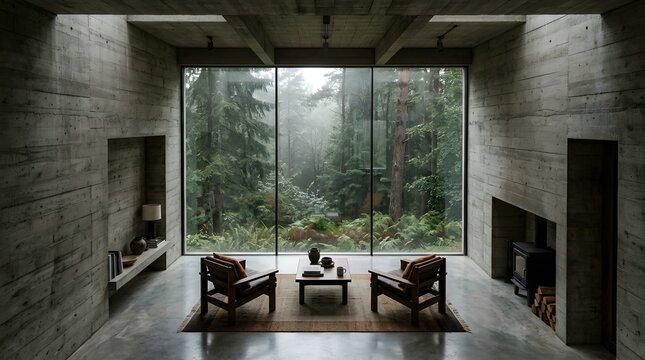 Modern Minimalist Cabin Design with Forest View
