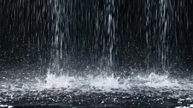 Heavy rain falls in front of the camera creating a water wall in the VSRExport location during the storm