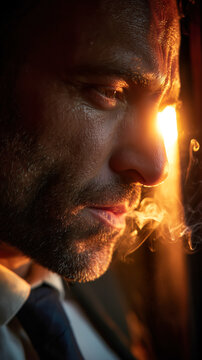 Smoking Man in Warm Light