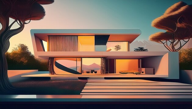 modern house abstract rendering