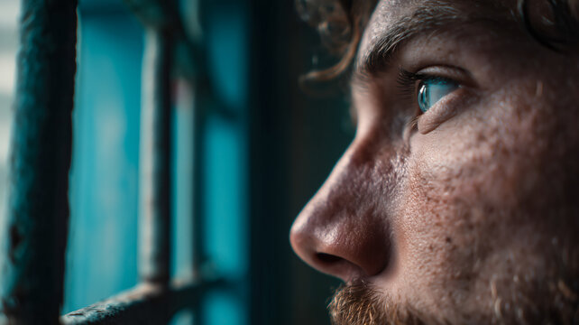 Gaze Through Barred Window