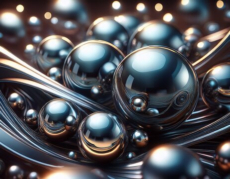abstract chrome balls background shiny spheres metallic orbs modern design chrome balls wallpaper