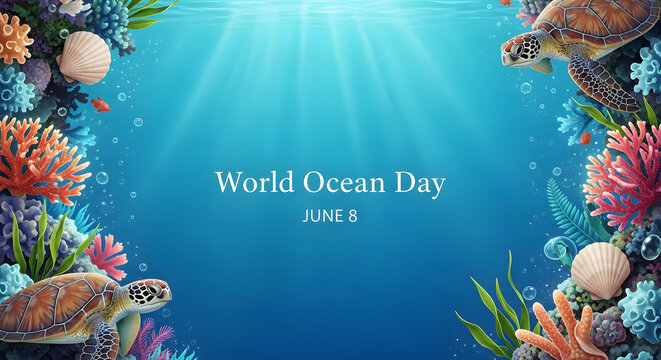 Vibrant underwater scene for world ocean day