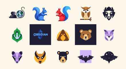 Vector Animal Icons Set - Pixel Art Style © Vgg