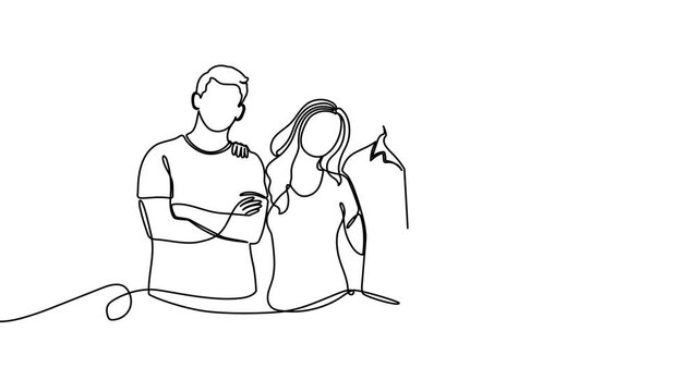 Continuous one line people group art drawing single business couple. Group people team vector diverse together award friendship talking office women concept meeting happy different guy sales character