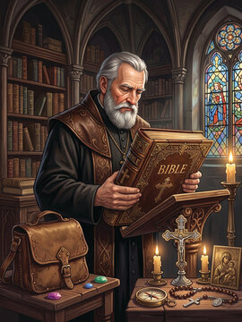 Priest Reading the Holy Bible