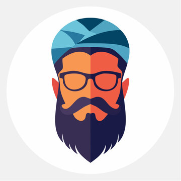 Stylized Portrait of a Man with Beard and Turban