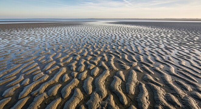 Wet Sand Patterns at Low Tide