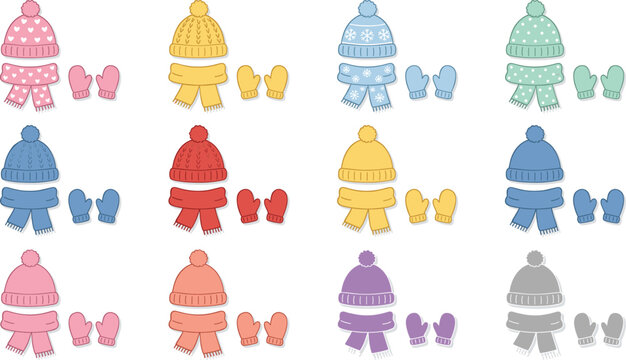 Assortment of winter hats scarves and mittens sets 