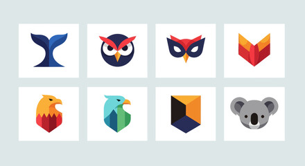 Fototapeta premium Modern Animal & Geometric Logo Icons Set