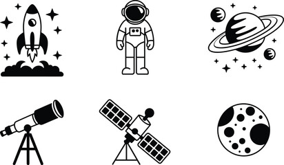 Space Exploration Icons Set rocket astronaut © Priyom