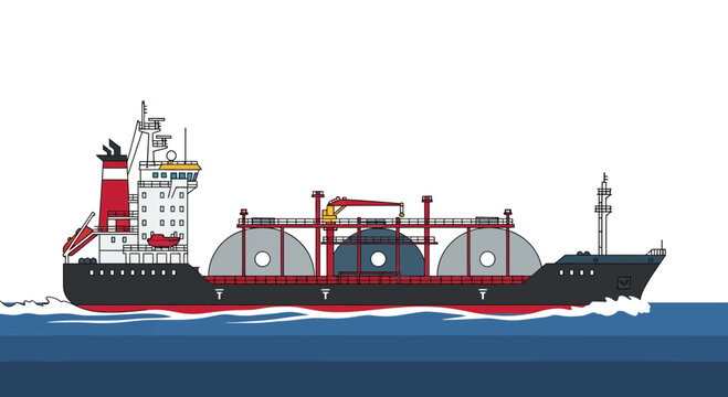 Industrial Gas Tanker Ship Sailing on Blue Ocean