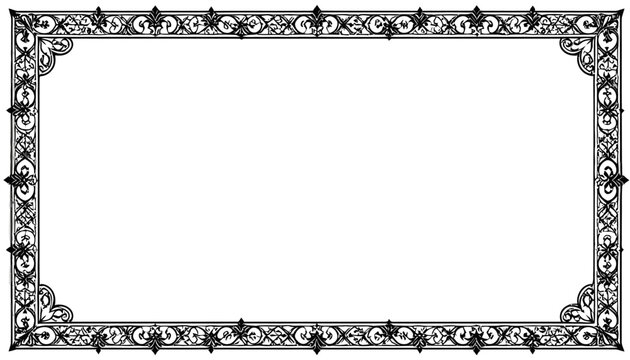 Ornate black and white decorative border.
