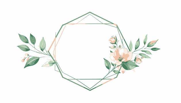 Geometric Floral Wreath Design Element.