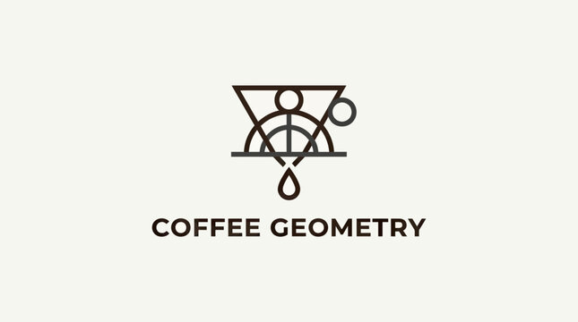 Minimalist Coffee Geometry Logo Design with Abstract Funnel and Drip Icon