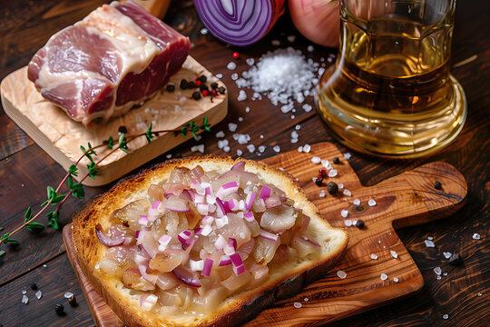 Rustic Still Life with Cured Pork Fat and Golden Palinca