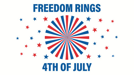 Obraz premium Freedom Rings: 4th of July celebration with red white blue starburst fireworks motif