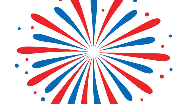 Blue and red radial burst graphic with white center, abstract starburst design for modern backgrounds