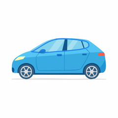 Obraz premium Blue Hatchback Car Illustration