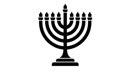 Fototapeta premium Black Menorah Silhouette Icon Vector Illustration