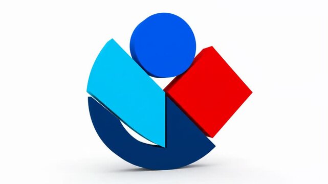 Abstract 3D geometric shapes logo on white background