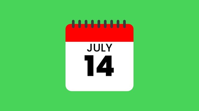 July 14 Bastille Day Calendar Page Flip Event Animation