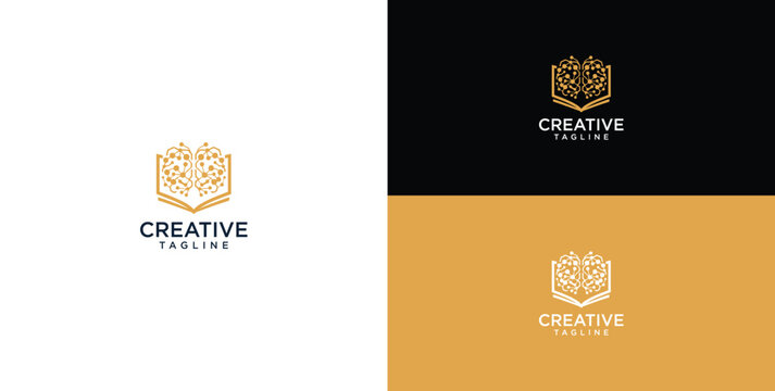 Abstract golden tree of life logo design for business and creative concepts, symbolizing growth and knowledge