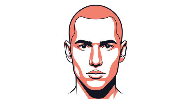 Bald man with facial expression.