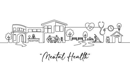 Fototapeta premium Illustration Depicting the Interconnection of Mental Health Support Systems in a Community Setting