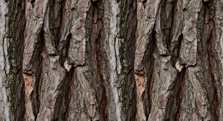Fototapeta premium Close-up of rough tree bark texture with natural patterns.