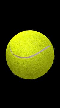 Super Slow Motion Detail Shot of Rotating Tennis Ball For Vertical Display