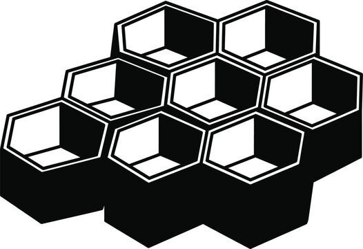 Honeycomb pattern with black and white hexagonal cells